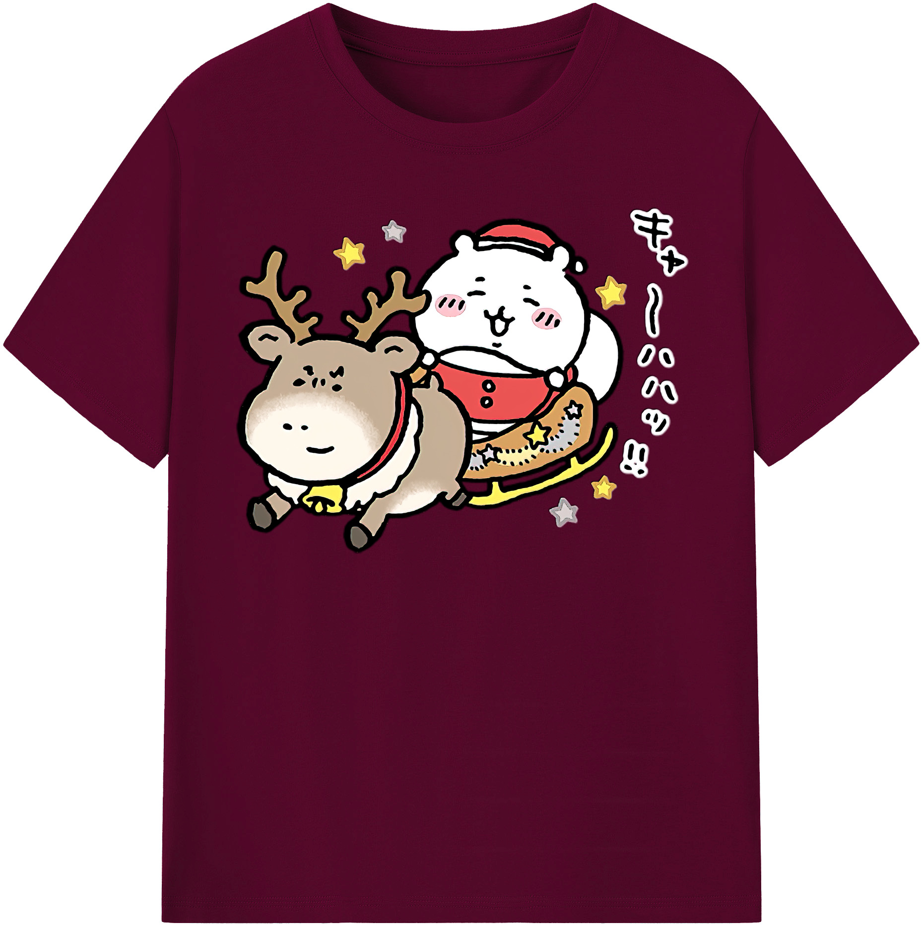 （画像用） ちいかわ ちいかわ Chii-kawa chiikawa レディースカジュアルプリントTシャツ（綿100％）